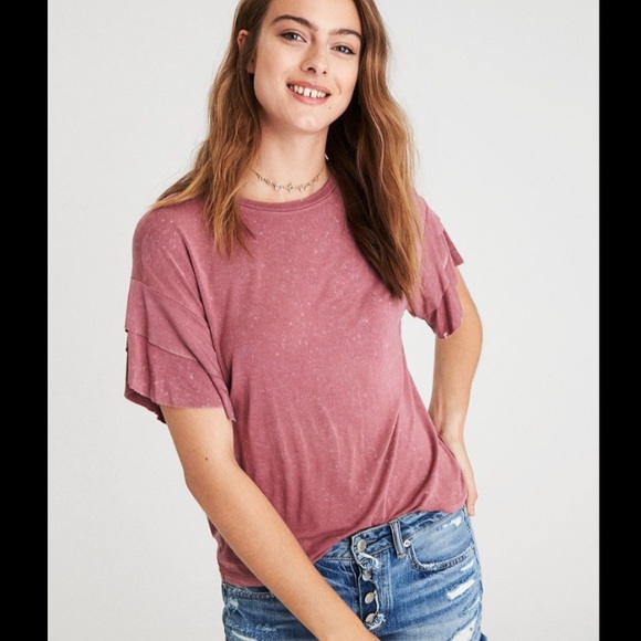 AE Double Ruffle Short Sleeve Tee - Picture 3 of 8